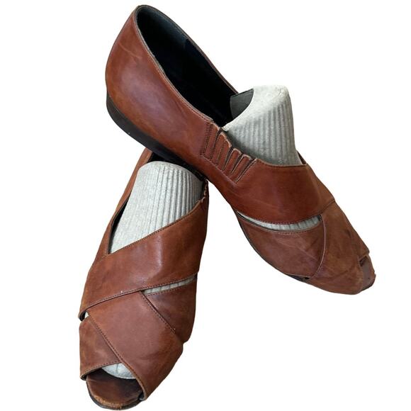 Vintage Cole Haan Leather open toe slip on shoe sandal brown size 8 - Picture 1 of 12